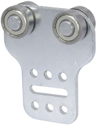 19 mm railloper met dubbele gelagerde wielen - schuifzeil hang lagers - zeillager - opleggerschuifrol - zeilrollen - vrachtwagenrollen