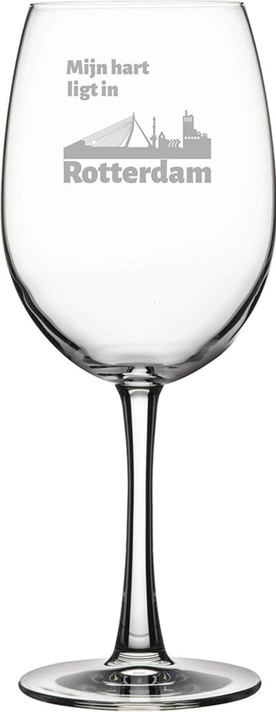 Gegraveerde Rode wijnglas 58cl Rotterdam