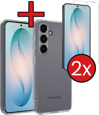 Hoesje - Met 2x Screenprotector - Geschikt voor Samsung Galaxy S26 - Sterk & Shockproof - Telefoon Hoes - Back Cover - Siliconen Case - Telefoonhoes - Transparant