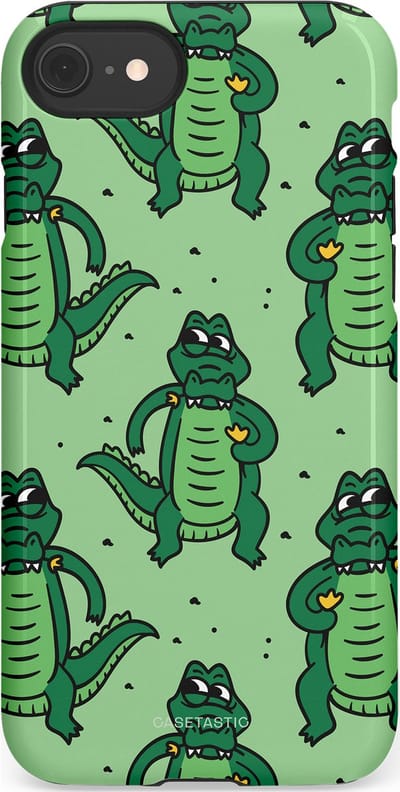 Casetastic hoesje geschikt voor Apple iPhone SE / Apple iPhone 7 / Apple iPhone 8 - Dubbellaagse bescherming - Kroko dans - Fashion Case - Mintgroen