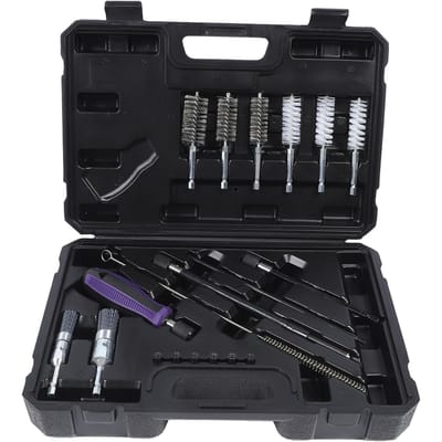 Ensemble de 19 brosses métalliques pour nettoyage d'alésage de perceuse, brosse métallique rotative pour nettoyage de base d'injecteur de carburant de voiture black