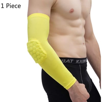 1 PC Honingraat Basketbal Elleboog Ondersteuning Pads Brace voor Fitness Protector Elastische Arm Compressie Mouwen Volleybal M