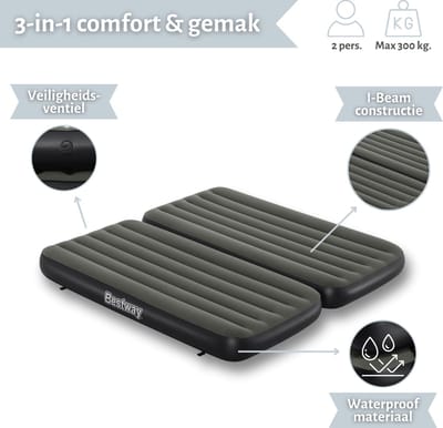 Bestway luchtbed - 3-in1 - 99x188x25 cm (BxLxH) - Groen - 1-Persoons & 2-Persoons