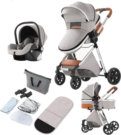 Vervaardig een veelzijdige 3-in-1 kinderwagen met omkeerbare duwstangen en snelvouwfunctie