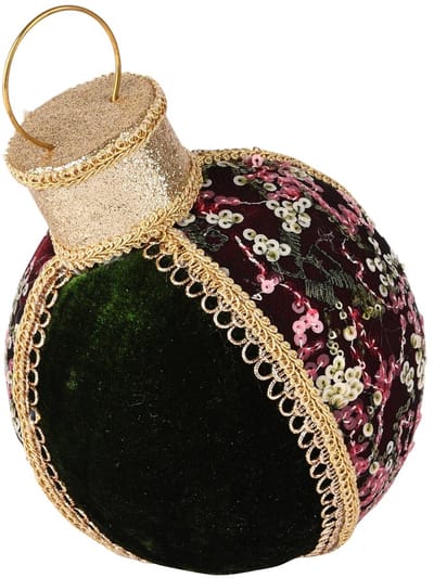 Dekoratief | Deco kerstbal m/pailletten, rood/groen/goud, stof, 17x15x22cm | A255358