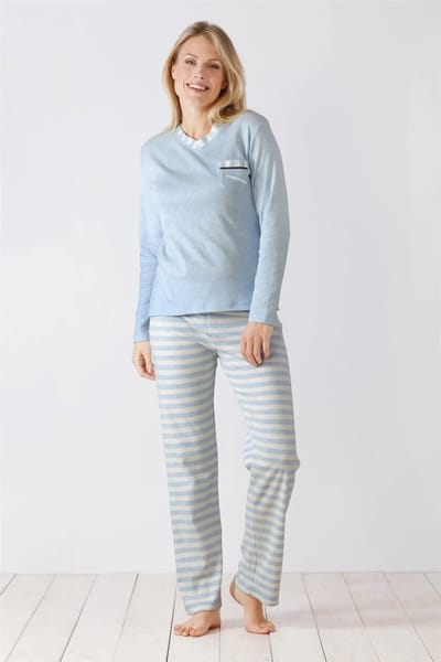 Warme blauwe dames pyjama Hajo - Blauw - Maat - 40/42