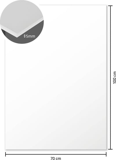 Kangaro foamboard - 70 x 100 cm - 5mm - wit - doos van 10 stuks