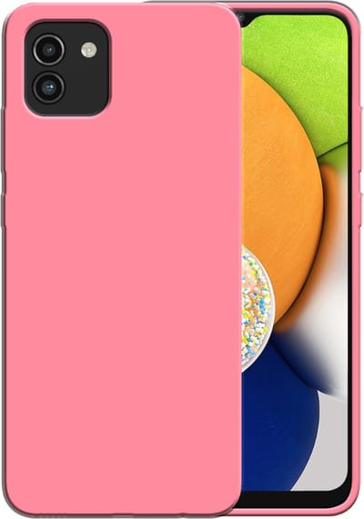 Smartphonica Siliconen hoesje voor Samsung Galaxy A03 case met zachte binnenkant - Roze geschikt voor Samsung Galaxy A03