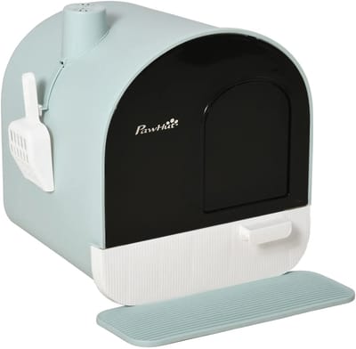 Premium Kattenbak - Incl. Kattenbakschep - Incl. Kattenbakmat - 43 x 44 x 47 cm - Groen