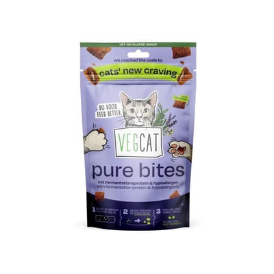 VEGCAT Pure Bites - Hypoallergene Katten Snacks - Crunchy & Romige Vulling - Met Taurine - Graanvrij & Plantaardig - Vegan