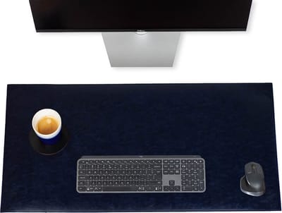 Brute Strength - Luxe Bureau Onderlegger Kunstleer - Donkerblauw - Bureau Organizer - 80x40 cm - Thuiswerken - Bureaumat - Kantoor accessoires - Computer mat
