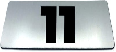 Nummerplaatje 11 - 80 x 50 x 1,6 mm - RVS-look geborsteld - Incl. 3M-tape | Nummerbordje - Deur en kamernummer - brievenbusnummers - Gratis verzending - 5 jaar garantie | Gratis Verzending