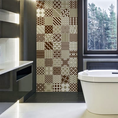 Zelfklevende muurtegelstickers voor keuken en badkamer - 60 tegelstickers in Scandinavische stijl met Drake Bark-motief - 60 stickers, 20x20 cm