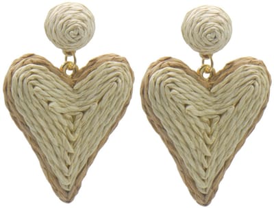 Oorbellen Hart – Kunststof – 6x4cm – Beige – valentijn – cadeau