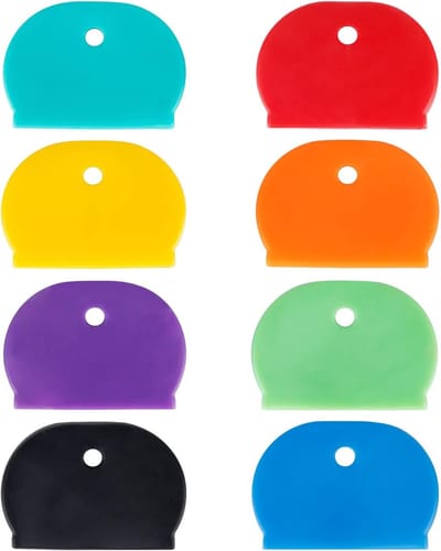 Kleurige Sleutelcover Set van 8 Stuks, Plastic Labels voor Standaard Platte Huissleutels, Sleutelorganizer en Identificatie