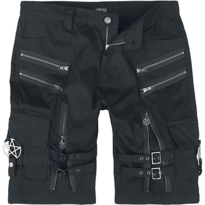 Gothicana by EMP - Gothic Shorts - Short met bandjes, gespen en rits - M tot XXL - voor Mannen - zwart