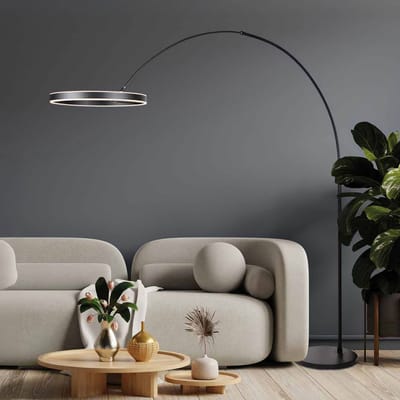 Zwarte vloerlamp booglamp Ringlux 4130ZW 4000 Lumen design hoogte verstelbaar kunststof/metaal Steinhauer