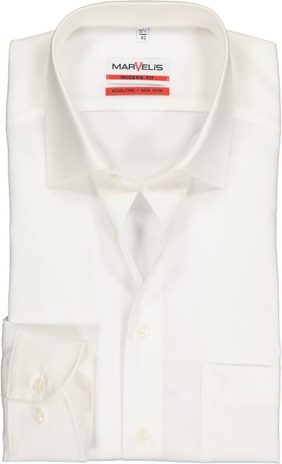MARVELIS modern fit overhemd - beige - Strijkvrij - Boordmaat: 43