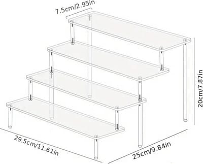 Flavers - make up organizer ,30 cm display riser rek, 4-traps acryl riser displaystandaard ,transparante acryl organizer, tafelrek voor make-uptafel, cupcake, parfum, skincare, cosmetica, sieradenstandaard, display standaard, presentatie standaard,