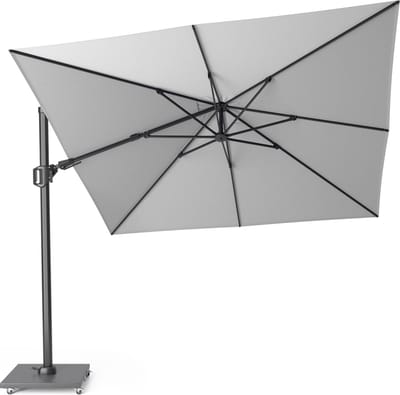 Platinum Sun & Shade – Zweefparasol - Challenger T² - 300x300 cm - Lichtgrijs - Dubbel Kantelbaar - 360° Draaibaar – 96% UV protectie