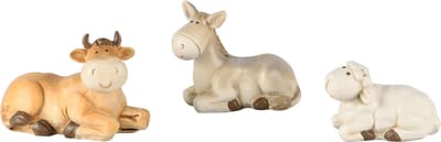 Dekoratief | Set 3 staldieren, os/ezel/schaap, resina, 3x4x5cm | A245181
