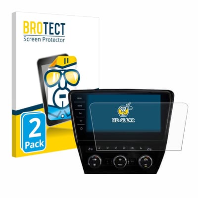 BROTECT - Screenprotector voor Skoda Octavia RS 245 2019 Infotainment System 9.2" - Folie Beschermfolie transparant 2 Stuks
