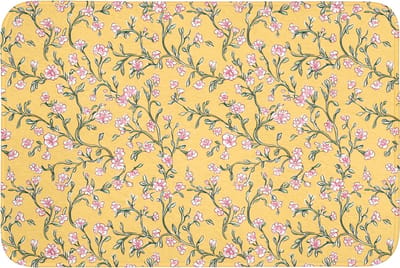 WC mat 90x60 cm - Antislip - Bloemen - Motief - Geel - Toiletmat - Vloermat - Douchemat - Toilet tapijt - Toiletmatten