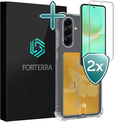 Hoesje Geschikt voor Samsung Galaxy A36 - Met 2x Screenprotector - Pashouder - Kaarthouder - Back Cover - Telefoon Hoes Shockproof - Siliconen Case - Shock Proof - Pasjes Houder - Transparant