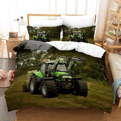 Tractor Beddengoedset 3D Print Boerderijgereedschap Kar Huisdecoratie Kussensloop Dekbedovertrek Schattig Cadeau Voor Familie en Vrienden 140x210cm