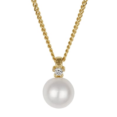 Orolino Halskette 585 Gold mit Brillant 0,03ct. + Perle weiß 6,5-7mm