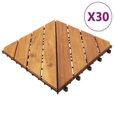 vidaXL - Terras - Tegel - 30 - st - Bruin - 30 - x - 30 - cm - Acaciahout