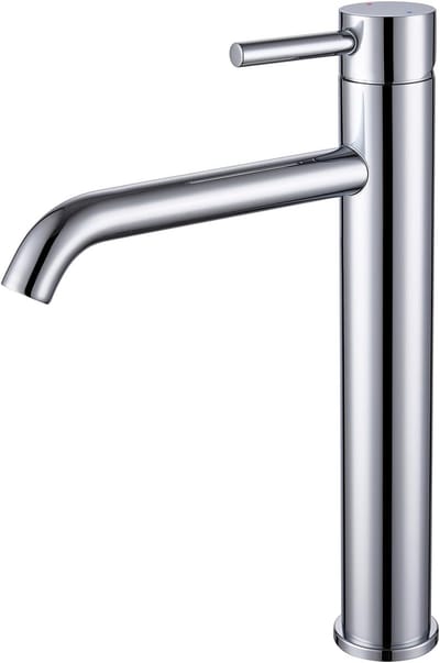 Kraan Badkamer Hoog, Wastafelkraan voor Opzetwastafel Kraan Badkamer, Wastafel Kraan Mengkraan voor Koud & Warm Water, Uitloop Hoogte 194 mm, Chroom