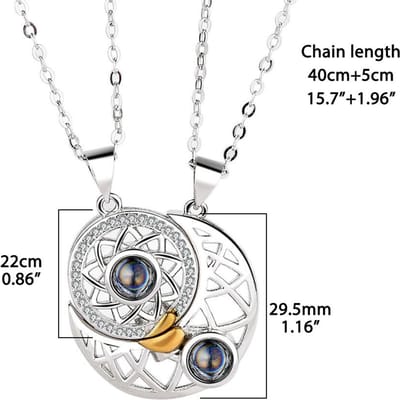 1 Paar Zon en Maan Magnetische Kettingen 100 Talen Ik Hou van Jou Projectie Koppels Ketting Bijpassende Ketting voor white