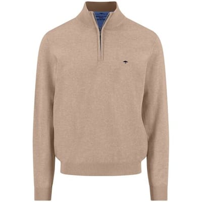 Fynch-Hatton Trui Troyer Zip Superfine Cotton Taupe / male