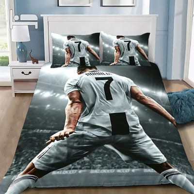 3D NIEUW Dekbedovertrek Kussensloop Beddengoedset Voetbal CR7 R-Ronaldos Volwassen Jongen Meisje Slaapkamerdecoratie Kinderen Enkel Dubbel Groot 70x133cm 2pcs