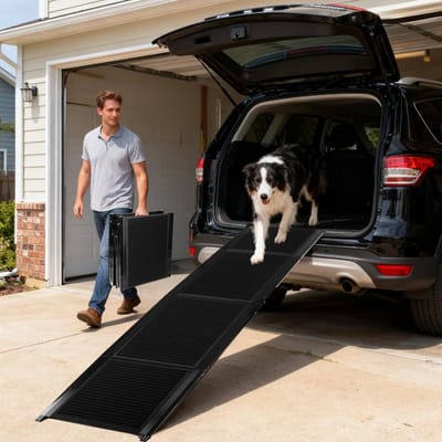 Honden Oprijplank - Hondenladder Auto - Hond Veilig In Auto - Opvouwbaar Antislip Ontwerp - 170 x 44 cm - Grijs