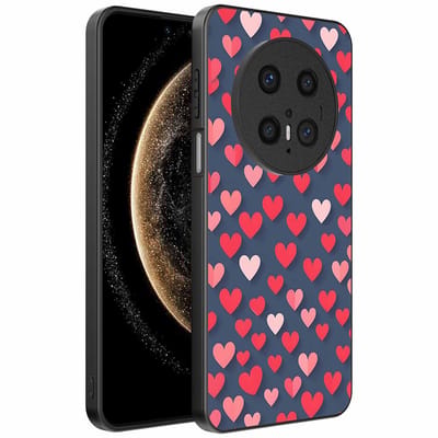 Geschikt voor Huawei Mate 70 Telefoonhoesje met Roze en Rode Hartjes Opdruk - TPU Backcover Case With Rosé and Red Heart Design - Smartphonica geschikt voor Huawei Mate 70