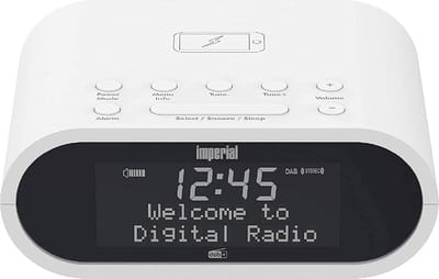 Wekkerradio met DAB+/DAB/FM, draadloos opladen en favorietengeheugen - wit