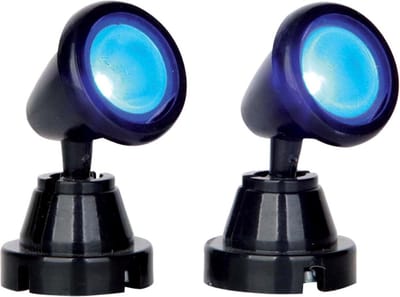 Lemax - Round Spot Light -  Blue -  Set Of 2 -  B/o (4.5v) - Kersthuisjes & Kerstdorpen
