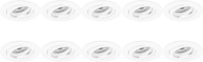 Spot Armatuur 10 Pack - Proma Aerony Pro - GU10 Inbouwspot - Rond - Wit - Aluminium - Kantelbaar - Ø82mm