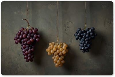 Placemats 45x30 cm - Placemat kunststof - 1 stuk - Druiven - Kleurrijk - Muur - Borden onderleggers - Decoratie voor op tafel - Keuken tafeldecoratie accessoires - Vinyl onderlegger - Tafelversiering