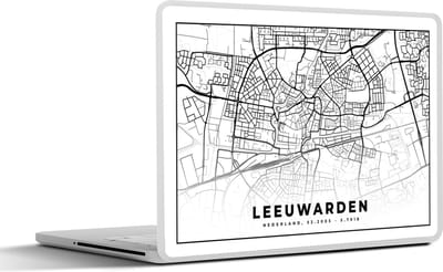 Laptop sticker - 17.3 inch - Stadskaart - Leeuwarden - Nederland - 40x30cm - Laptopstickers - Laptop skin - Cover