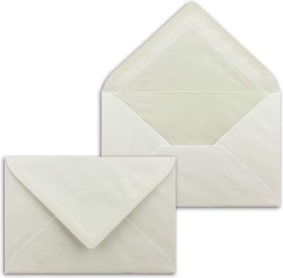100 stuks crème zijdevoering enveloppen DIN C6-114 x 162 cm - natte lijm - 80 gram - klassieke puntige klep