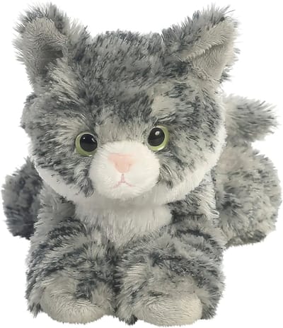 Aurora Pluche kat/poes - grijs - 20 cm - Knuffeldieren katten - speelgoed