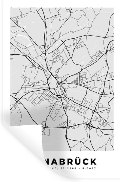 Muurstickers - Sticker Folie - Osnabrück - Kaart - Stadskaart - Plattegrond - Duitsland - 20x30 cm - Plakfolie - Muurstickers Kinderkamer - Zelfklevend Behang - Zelfklevend behangpapier - Stickerfolie