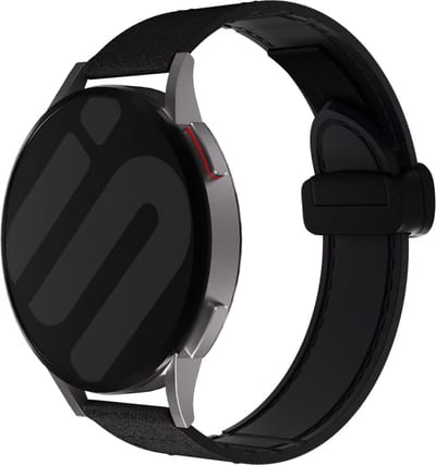 Strap-it Smartwatch bandje 22mm - PU leren magnetisch bandje met d-buckle geschikt voor Samsung Galaxy Watch 1 46mm / Watch 3 45mm / Gear S3 - Polar Vantage M / Grit X - Huawei GT 1/2/3/4 46mm / GT 5 & 5 Pro (46mm) - zwart