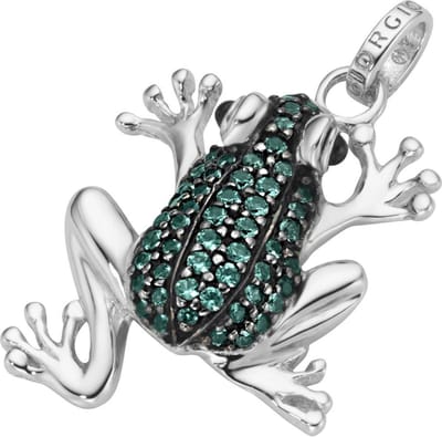 Giorgio Martello gerhodineerd sterling zilveren * groene kikker * hanger.