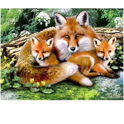 Diamond Painting Fox Family Foto's van Strass Hobby's en Ambachten Materiaal voor Handgemaakt 20X30CM