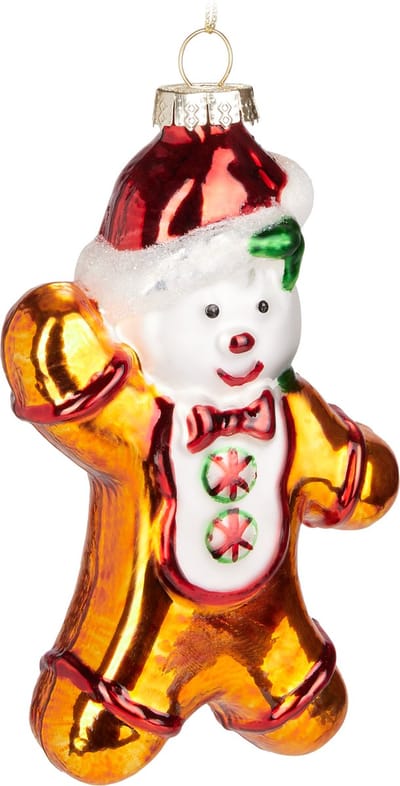 BRUBAKER Peperkoekman met Kerstmuts - Handgeschilderde Glazen Kerstbal - Handgeblazen Kerstversiering - Grappige Kersthanger - Kerstboom Decoratie - 12,7 cm