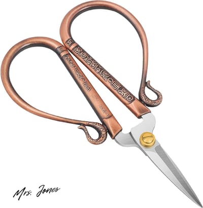 Mrs. Jones Stickschaar vintage schaar kruissteekschaar van roestvrij staal met grote en comfortabele handgreep voor borduren naaien kunst- en doe-het-zelf brons rood - schaar - naaien .